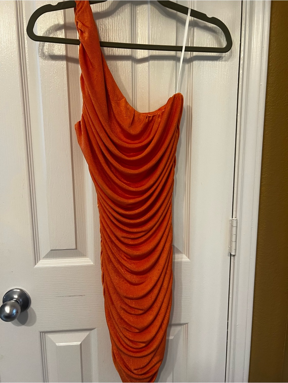 NWT Hello Molly One-Shoulder Ruched Orange Cocktail Dress, Size 4
